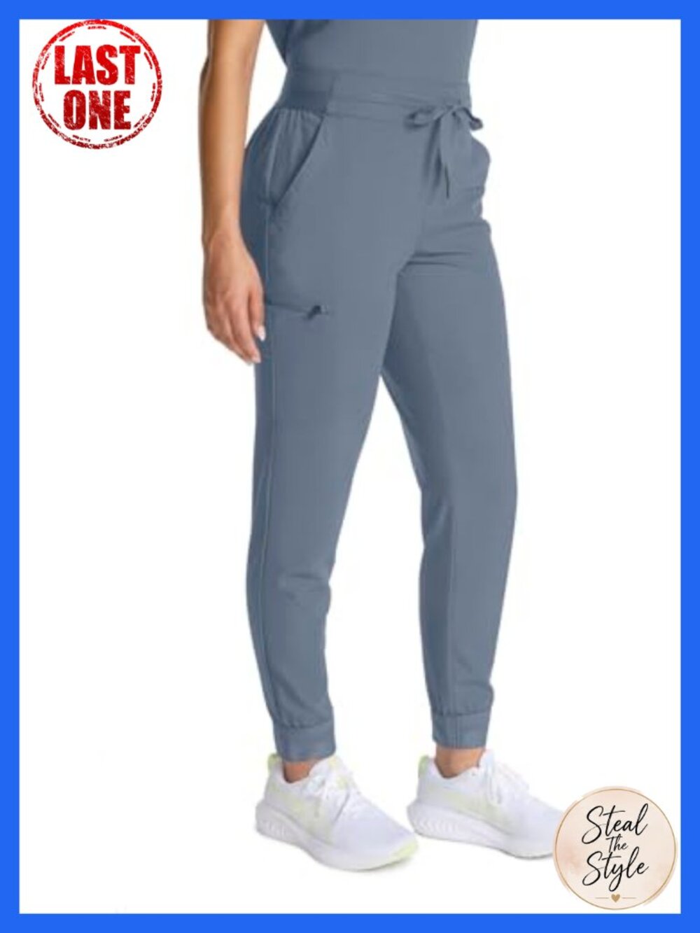 Women's Medical Scrub Jogger Pants Tapered Leg Mid Rise 5 Pockets Moisture
